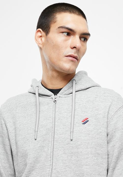 Superdry. - Superdry code essential zip hood - grey slub grindle