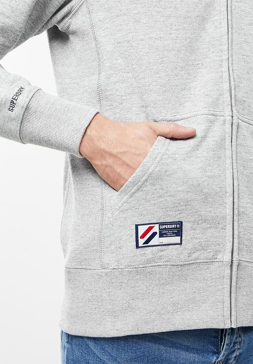 Superdry. - Superdry code essential zip hood - grey slub grindle