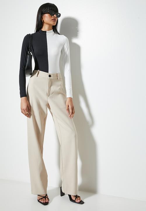 VELVET - Colourblock turtle neck bodysuit - black & milk
