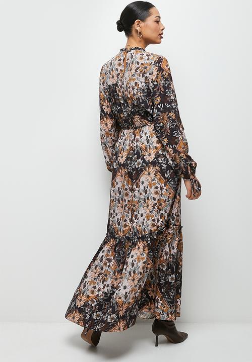 edit - Piecrust tiered ruffle maxi dress - brown