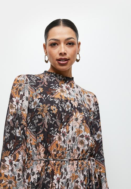 edit - Piecrust tiered ruffle maxi dress - brown
