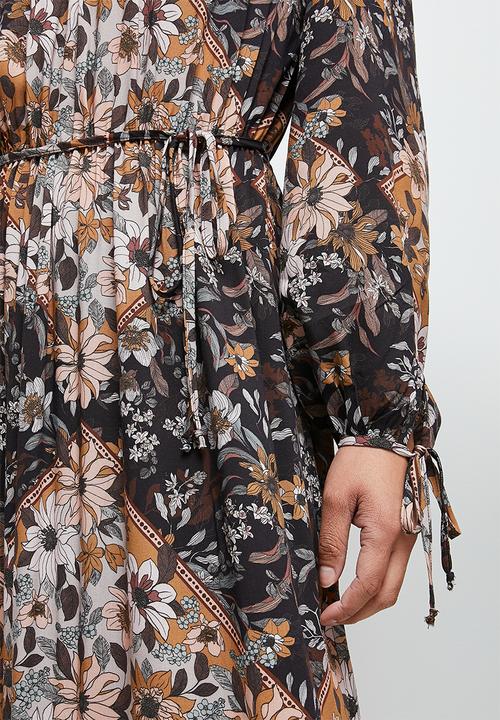 edit - Piecrust tiered ruffle maxi dress - brown