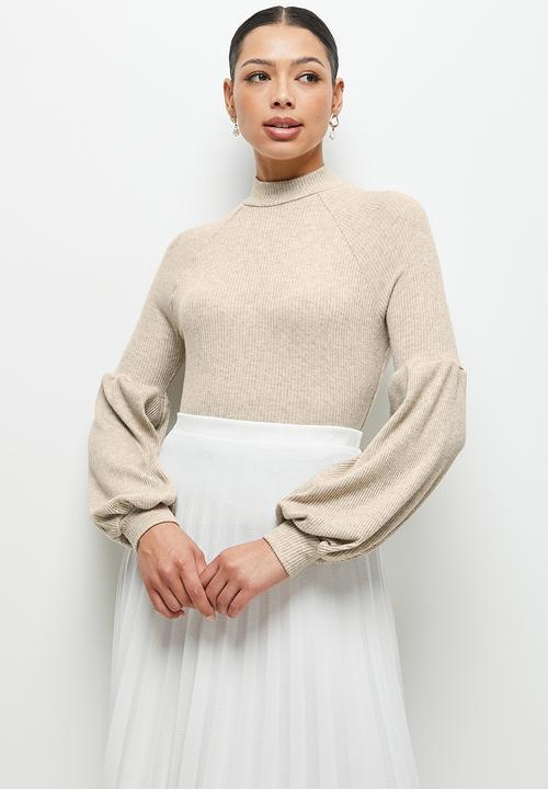 MILLA - Brushed rib soft touch top - ivory