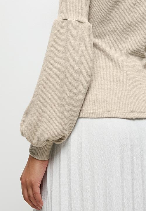 MILLA - Brushed rib soft touch top - ivory