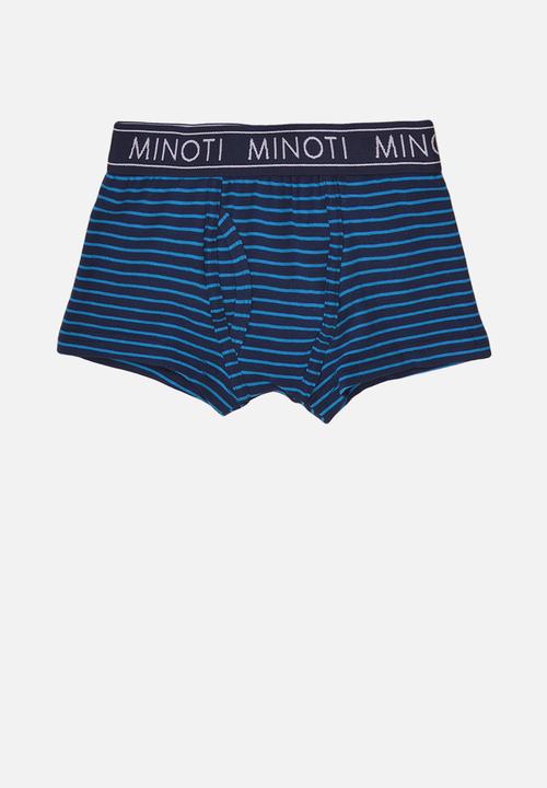 MINOTI - Teen boys 3 pack stripe/solid boxers - blue