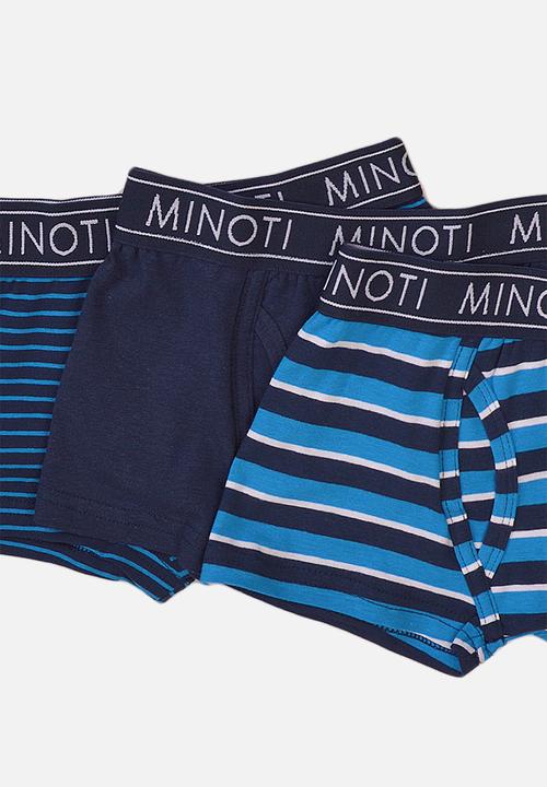 MINOTI - Teen boys 3 pack stripe/solid boxers - blue