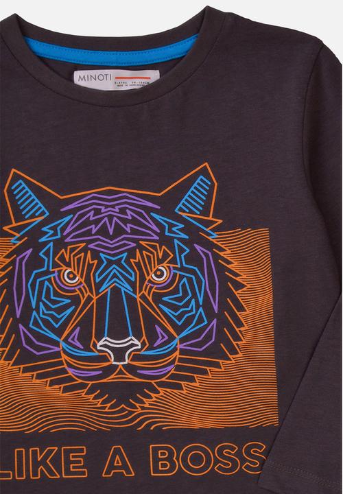 MINOTI - Teen boys basic half pipe graphic crew tee - charcoal
