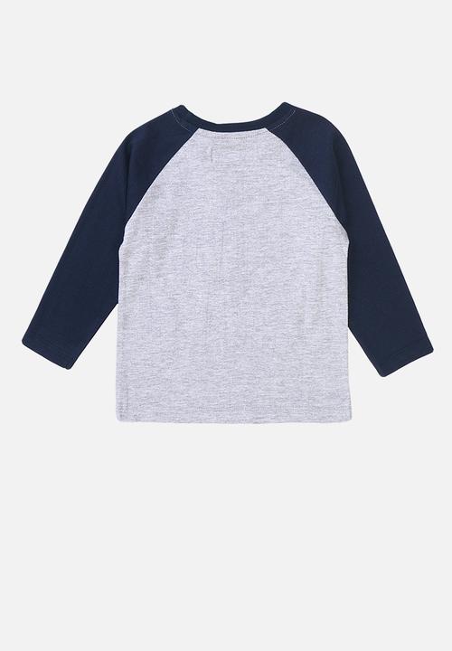 MINOTI - Basic cool lion graphic raglan tee - grey marl & navy