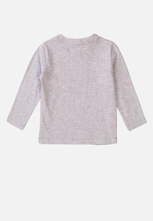 MINOTI - Basic hey mate graphic crew tee - grey marl
