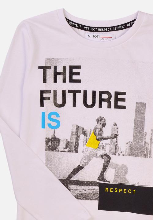 MINOTI - Teen boys respect the future long sleeve top - white
