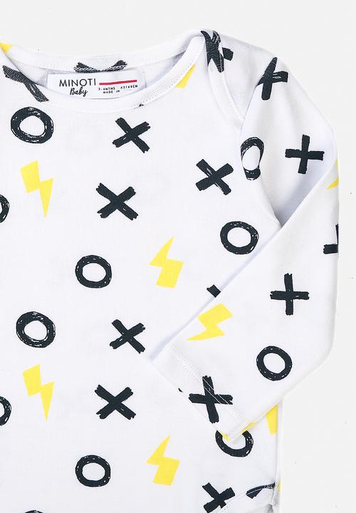 MINOTI - Long sleeve babygrow - white