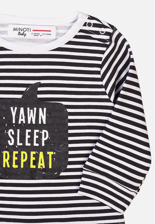 MINOTI - Yawn sleep repeat tee - black & white 