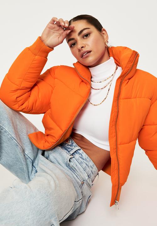 Supré  - Cody cropped puffer jacket - orange pop