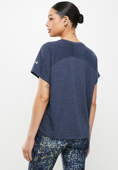 Under Armour - Project rock bull short sleeve - academy, medium heather & stone