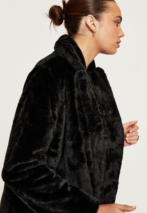 Supré  - Noah fur longline jacket - black