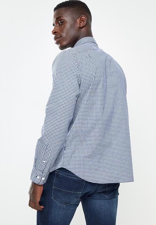 Nautica - Gingham plaid - white & navy 