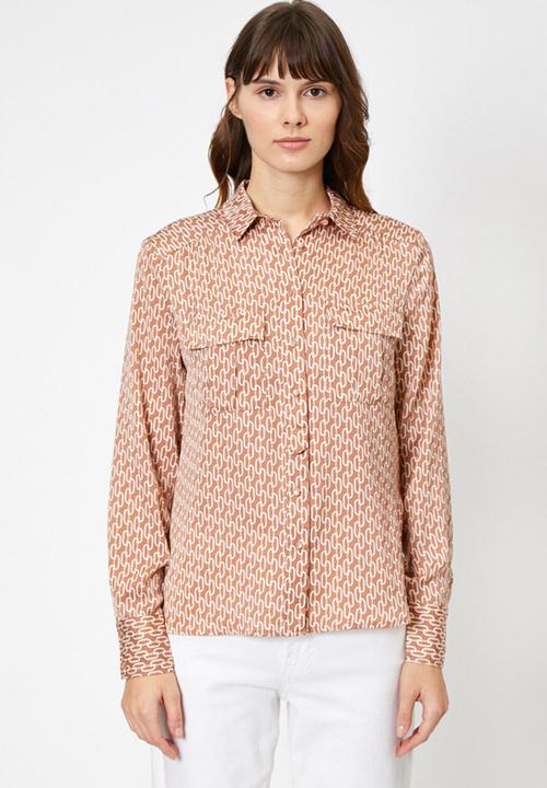 Koton - Classic neck shirt - textured beige