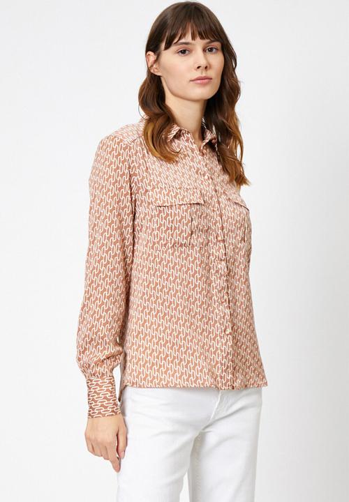 Koton - Classic neck shirt - textured beige