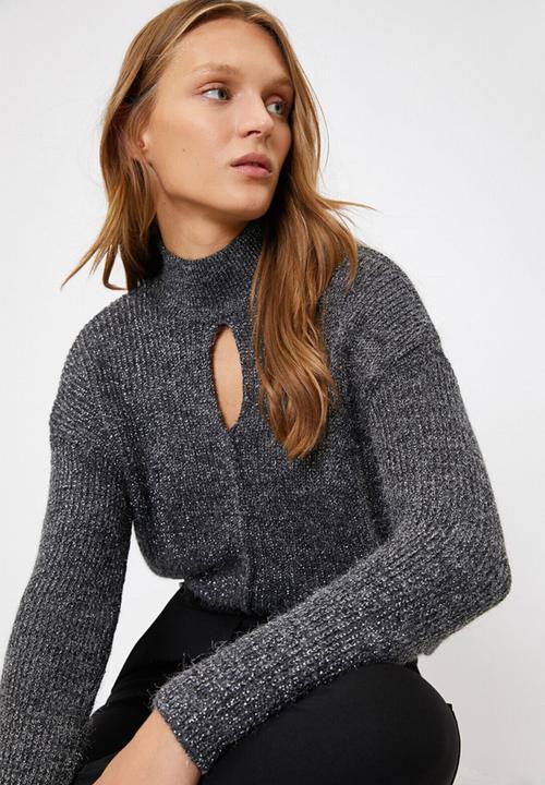 Koton - High neck long sleeve jumper - black / grey
