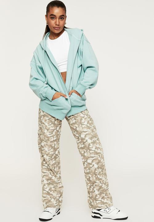 Supré  - Zoe oversized zip through hoodie - glassy green