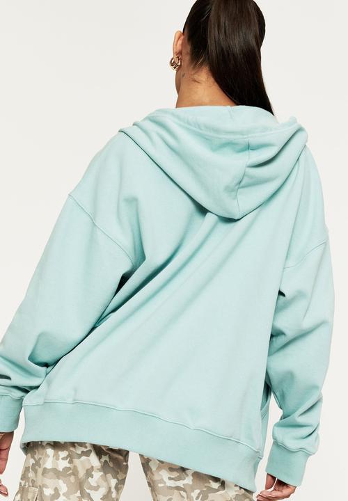 Supré  - Zoe oversized zip through hoodie - glassy green