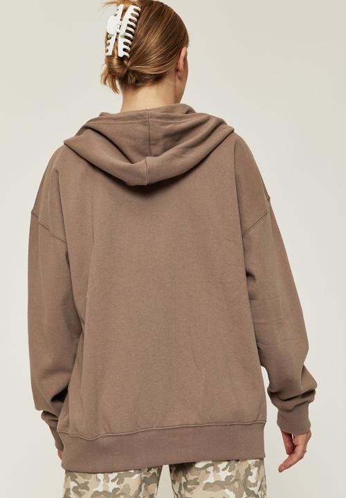 Supré  - Zoe oversized zip through hoodie - mink brown