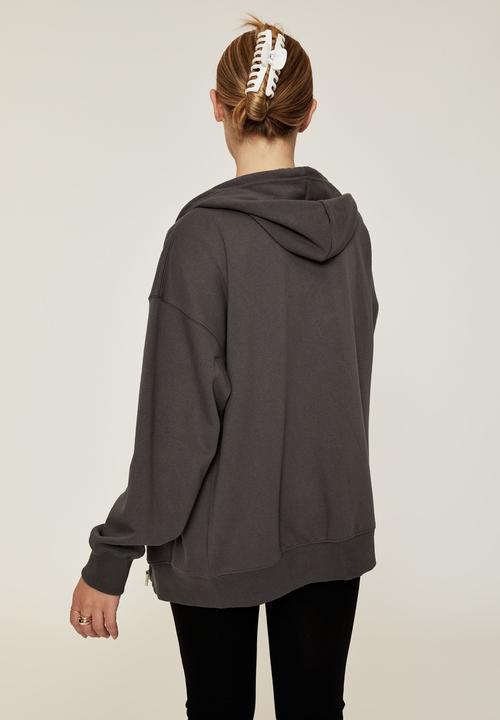 Supré  - Zoe oversized zip through hoodie - granite grey