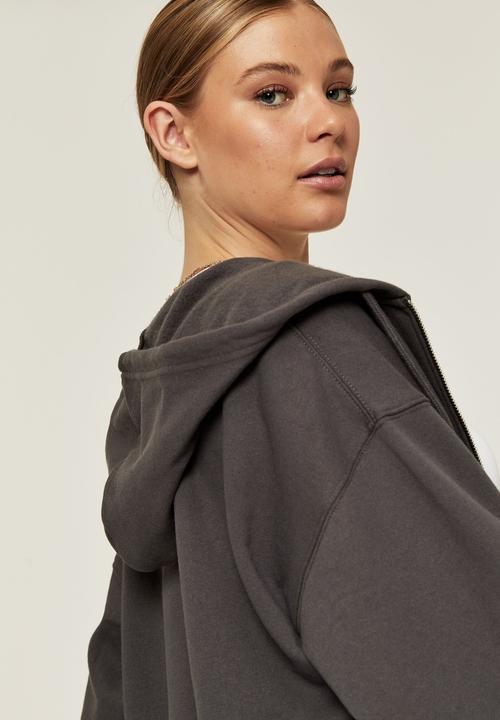 Supré  - Zoe oversized zip through hoodie - granite grey