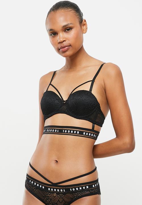 KANGOL - Strappy balc bra - branded black
