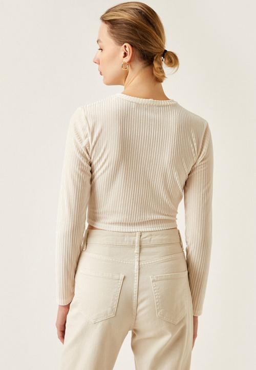 Koton - Crop T-shirt - off white