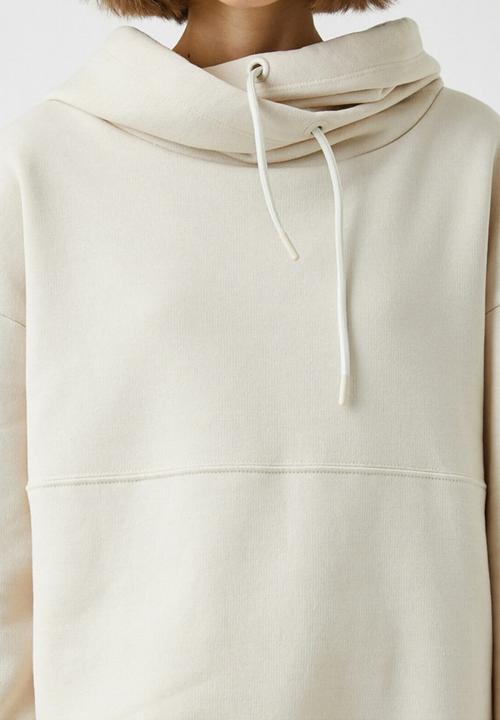 Koton - Scarf neck kangaroo pocket sweatshirt - stone