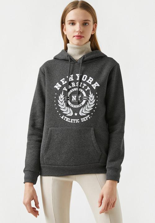 Koton - Hoodie printed sweatshirt - anthracite