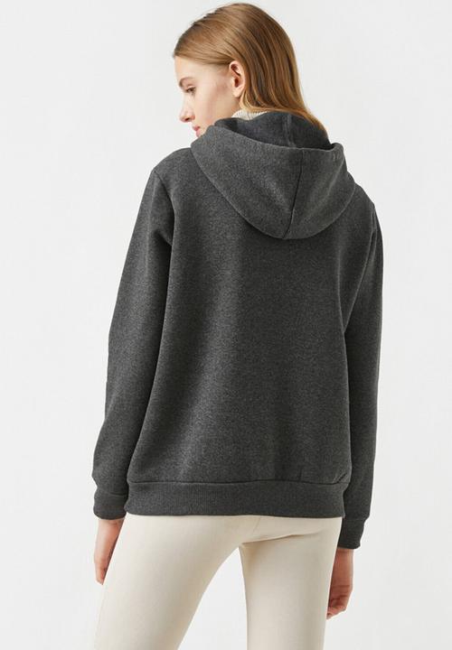 Koton - Hoodie printed sweatshirt - anthracite