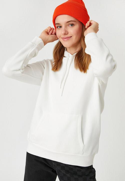 Koton - Long sleeve hoodie pocket sweatshirt  - ecru