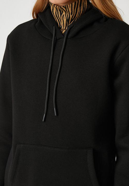 Koton - Long sleeve hoodie pocket sweatshirt - black