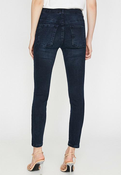 Koton - Slim leg knee slit jeans - dark indigo