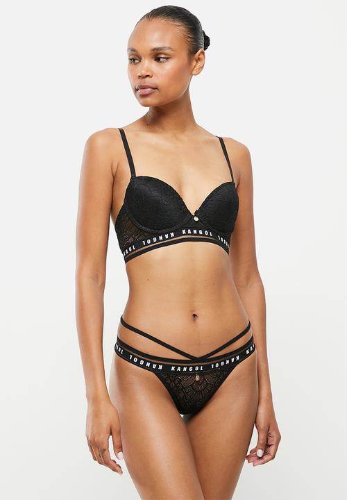 KANGOL - 2 Pack strappy thong - peach & black