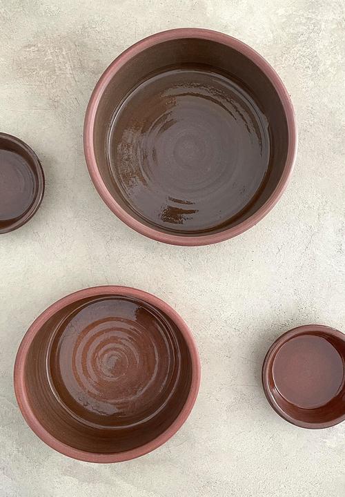 Houndstooth - Pet ceramic bowl - terracotta