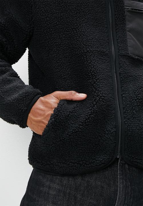 STYLE REPUBLIC - Borg jacket with contrast panels - black