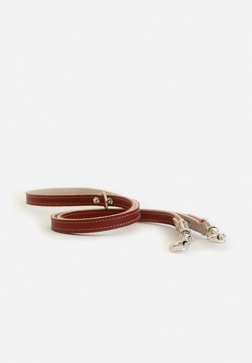 Houndstooth - Double clasp lead - tobacco