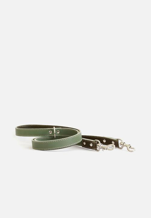 Houndstooth - Double clasp lead - sage