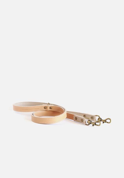 Houndstooth - Double clasp lead - hazelnut