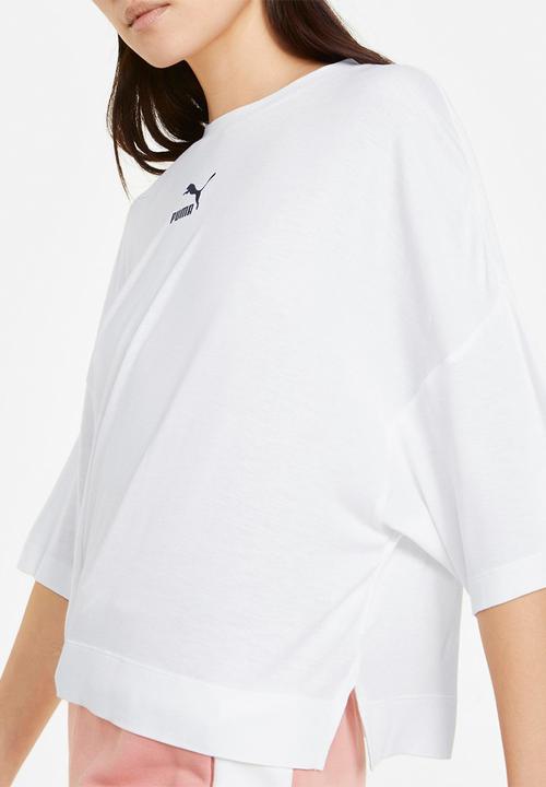 PUMA - Classic logo tee - puma white & silver