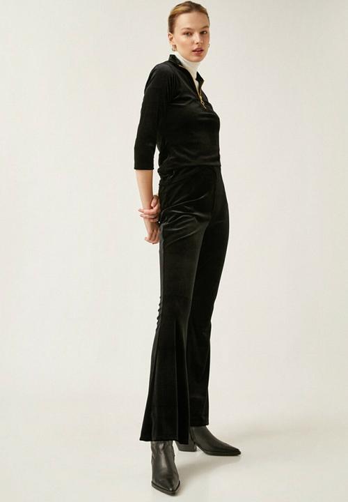 Koton - Velvet capri pants - black