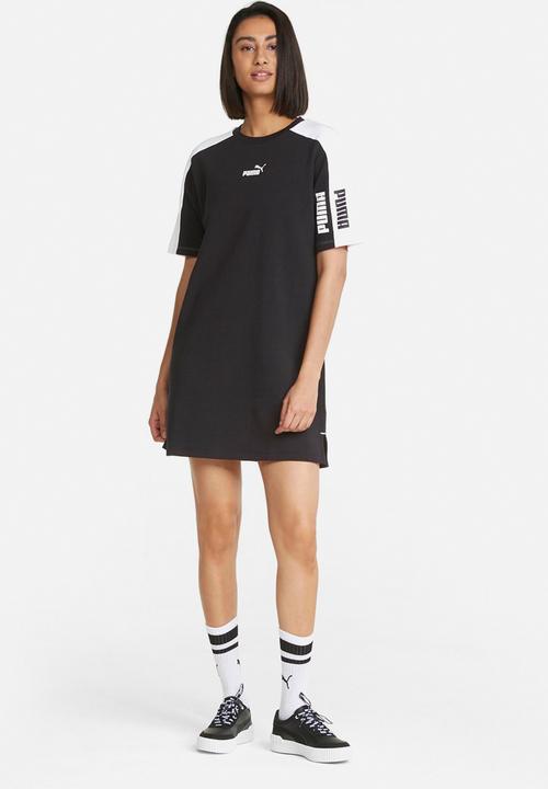 PUMA - Power colorblock tee dress - black & white 