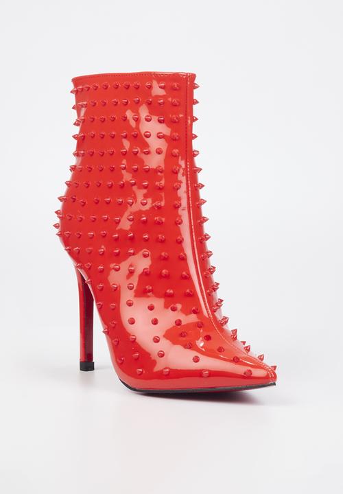 Miss Black - Bomb1 studded ankle boot - red