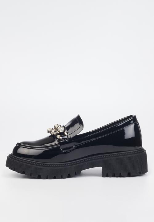 Miss Black - Chainz1 lug sole loafer - black