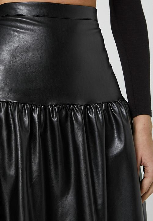 Koton - Faux leather midi skirt - black