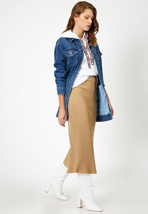 Koton - Medium rise midi skirt - gold