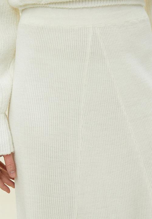 Koton - Relaxed fit midi skirt - white & black 